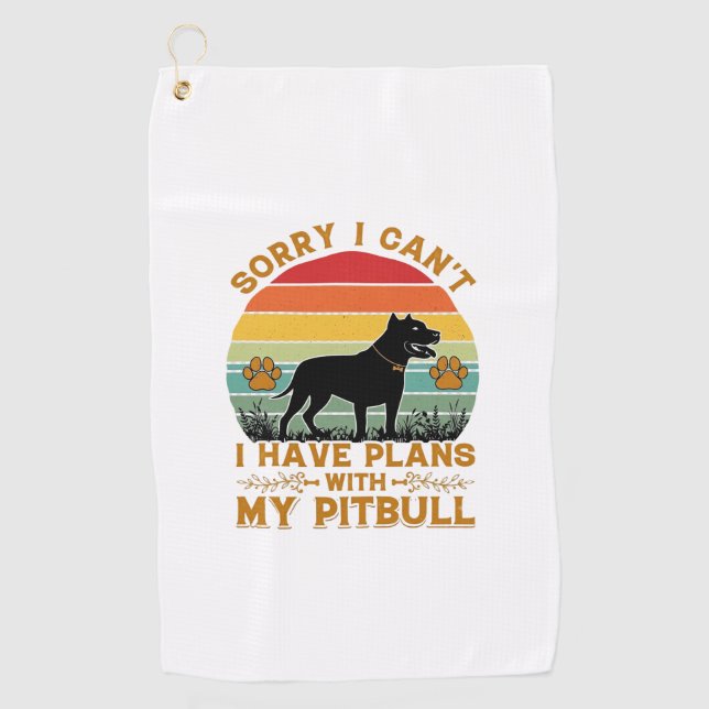 Can Plans Dog Pitbull Retro Sunset_1 Golf Towel (Front)