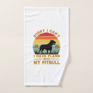 Can Plans Dog Pitbull Retro Sunset_1 Hand Towel
