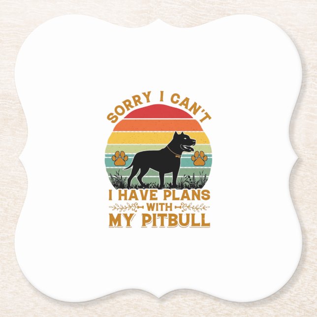 Can Plans Dog Pitbull Retro Sunset_1 Paper Coaster (Front)