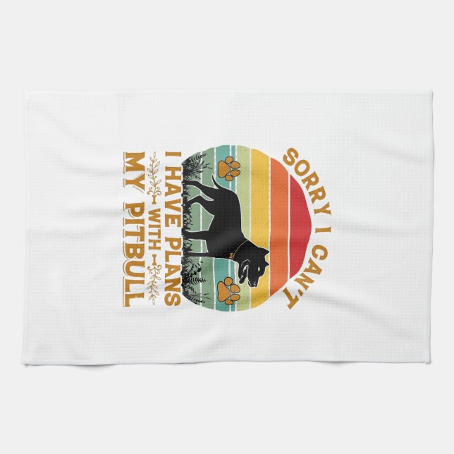Can Plans Dog Pitbull Retro Sunset_1 Tea Towel (Horizontal)