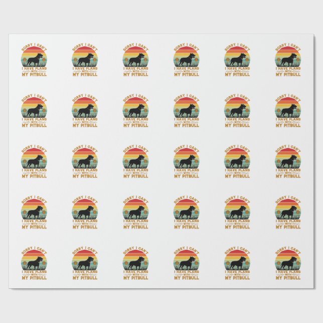 Can Plans Dog Pitbull Retro Sunset_1 Wrapping Paper (Flat)