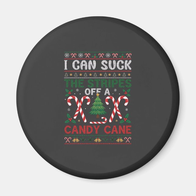 Can Suck Stripes Candy Cane Christmas Tree Snowfla Magnet (Front)