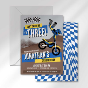 Can’t Catch Me I’m 3 Dirt Bike Motocross Birthday Invitation