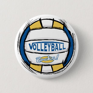Can U Dig It Volleyball Blue Gold 6 Cm Round Badge