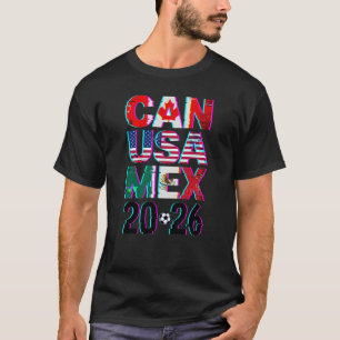 CAN USA MEX 2026 Soccer Glitch World Cup Art T-Shirt