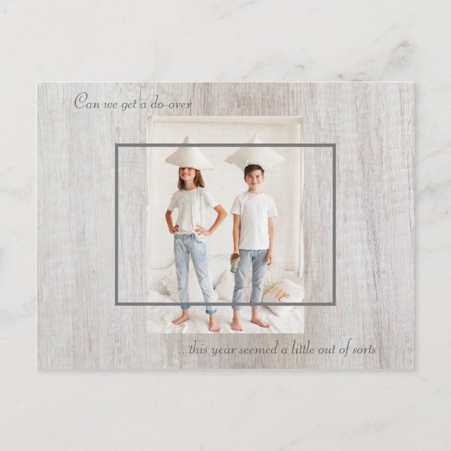 Can We Get A Do-Over Christmas Chic Wood Photo Postcard (Front)