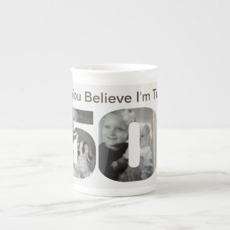 Can You Believe Turning 50? Child Photo Name Bone China Mug