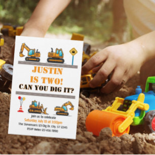 Can You Dig It, Construction 2nd Birthday Invitation