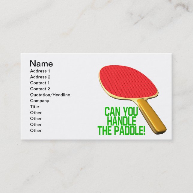 Can You Handle The Paddle Business Card (Front)