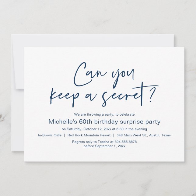Can You Keep A Secret, Surprise Birthday Party Invitation (Front)