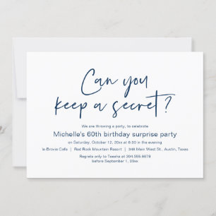 Can You Keep A Secret, Surprise Birthday Party Invitation