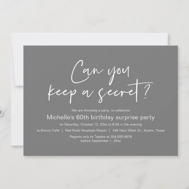 Can You Keep A Secret, Surprise Birthday Party Invitation (Front)