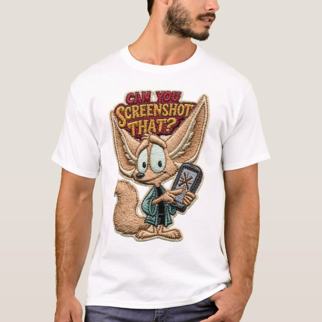Can You Screenshot That Funny Fennec Fox Embroider T-Shirt (Front)