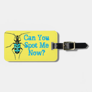 "Can you Spot me Now" Blue Spotted Beetle Bug Luggage Tag