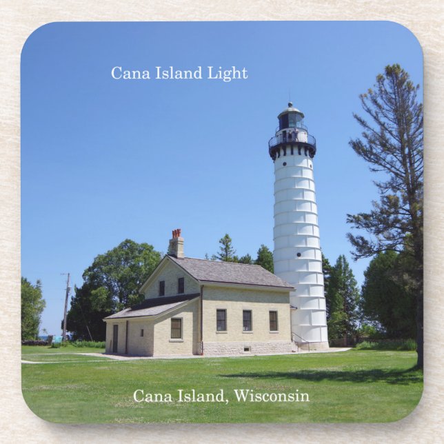 Cana Island Light set of 6 plastic coasters (Front)