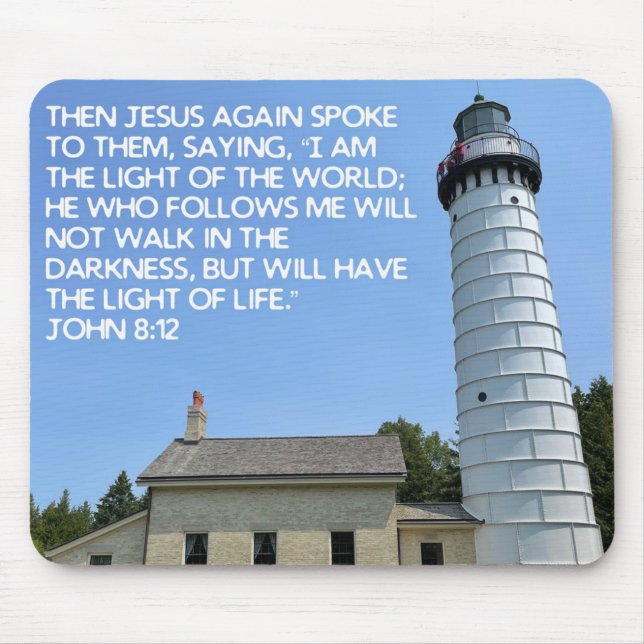 Cana Island Lighthouse Bible Verse Mouse Pad (Front)