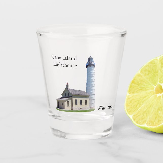 Cana Island Lighthouse shot glass (Front)