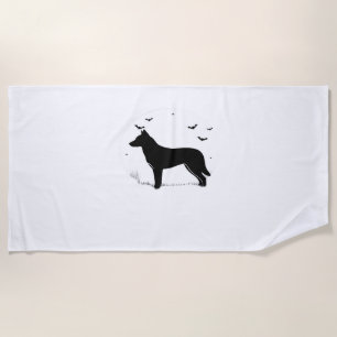 Canaan Dog – Halloween Moon Silhouette Classic T-S Beach Towel