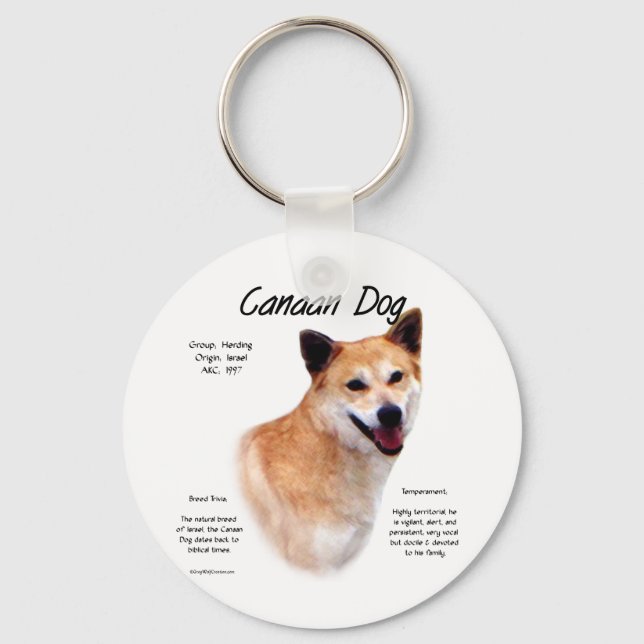 Canaan Dog History Design Key Ring (Front)