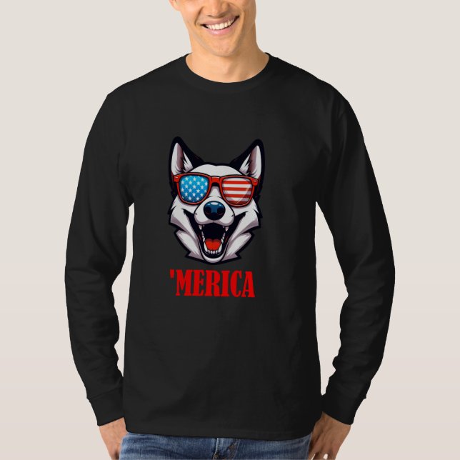Canaan Dog Merica 4th of July US Flag T-Shirt (Front)