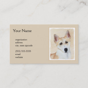Canaan Dog Painting - Cute Original Dog Art Business Card