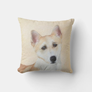 Canaan Dog Painting - Cute Original Dog Art Cushion
