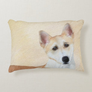Canaan Dog Painting - Cute Original Dog Art Decorative Cushion