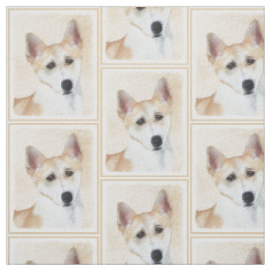 Canaan Dog Painting - Cute Original Dog Art Fabric