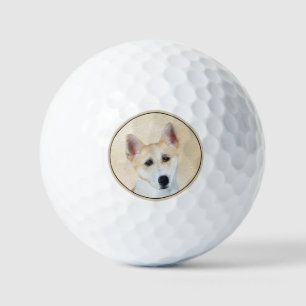 Canaan Dog Painting - Cute Original Dog Art Golf Balls