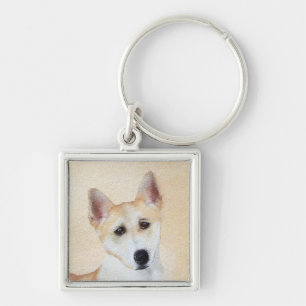 Canaan Dog Painting - Cute Original Dog Art Key Ring