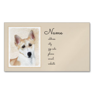Canaan Dog Painting - Cute Original Dog Art Magnetic Business Card