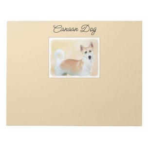 Canaan Dog Painting - Cute Original Dog Art Notepad