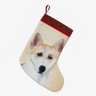 Canaan Dog Painting - Cute Original Dog Art Small Christmas Stocking