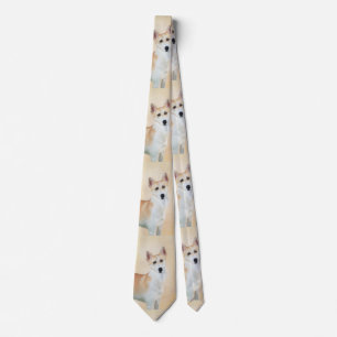 Canaan Dog Painting - Cute Original Dog Art Tie