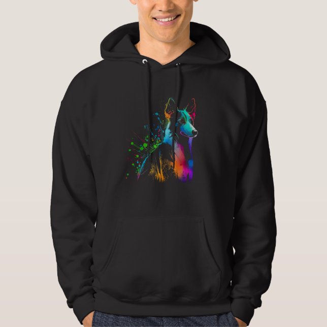 Canaan Dog Painting Watercolor Paint Colorful Mom  Hoodie (Front)