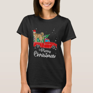 Canaan Dog Ride Red Truck Christmas T-Shirt