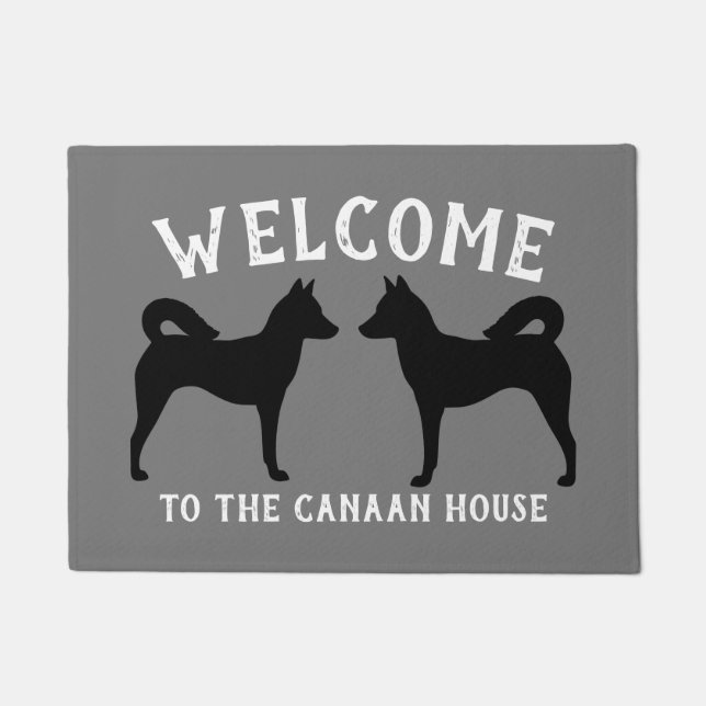 Canaan Dog Silhouettes Custom Doormat (Front)