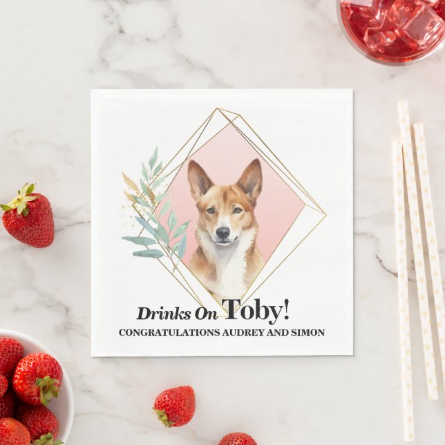 Canaan Dog Wedding Napkins With Photo (Insitu)