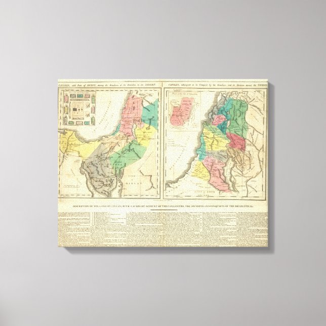 Canaan - Israel Atlas Map Canvas Print (Front)
