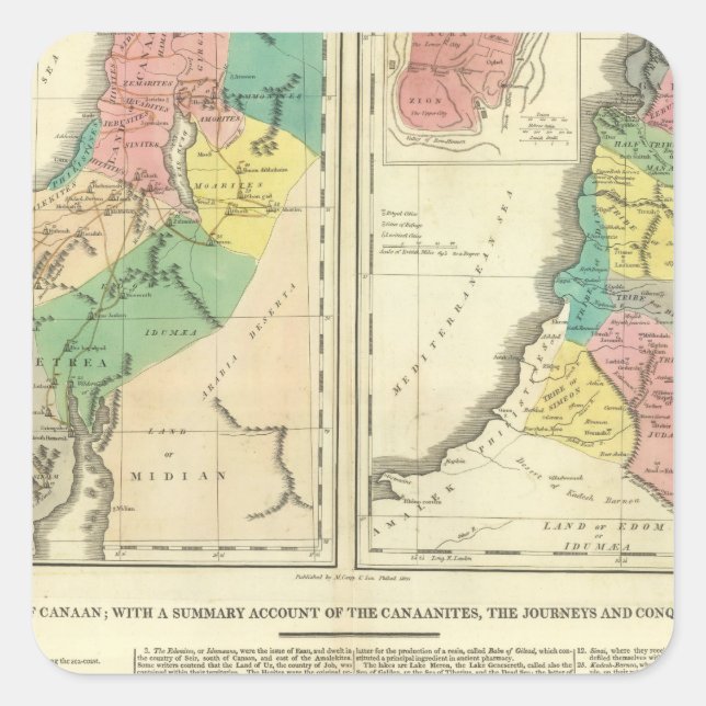 Canaan - Israel Atlas Map Square Sticker (Front)