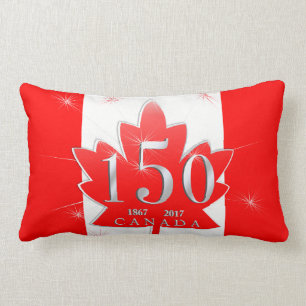 Canada 150 Birthday Celebration Maple Leaf Lumbar Cushion
