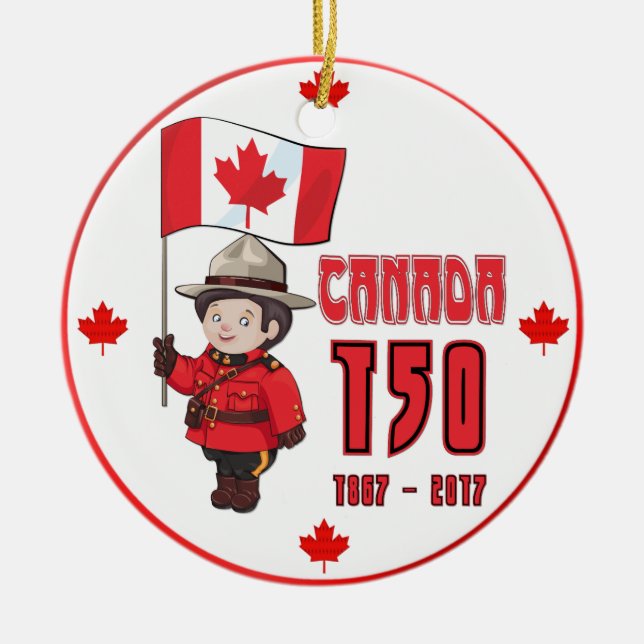 Canada 150 Years Anniversary Ceramic Tree Decoration (Front)