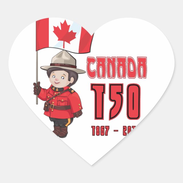 Canada 150 Years Anniversary Heart Sticker (Front)