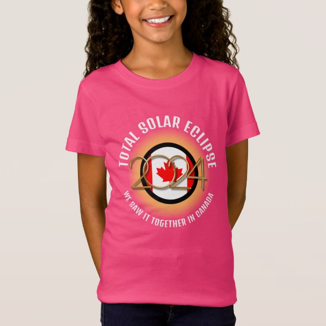 CANADA 2024 TOTAL SOLAR ECLIPSE Kids Pink T-Shirt (Front)