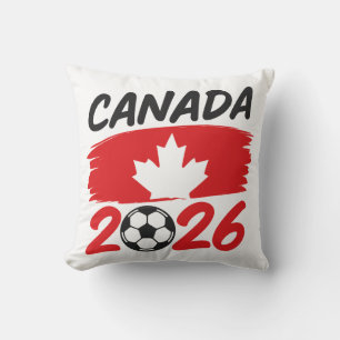 Canada 2026 Soccer Fan Design with Maple Leaf Cushion
