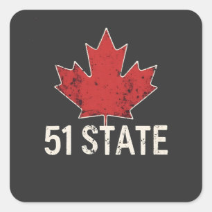 Canada 51st State Trump American and Canadian Flag Square Sticker