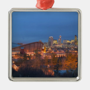 Canada, Alberta, Calgary: City Skyline from 4 Metal Tree Decoration