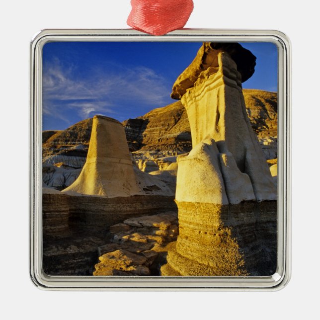 Canada, Alberta, Drumheller. Hoodoos. Metal Tree Decoration (Front)
