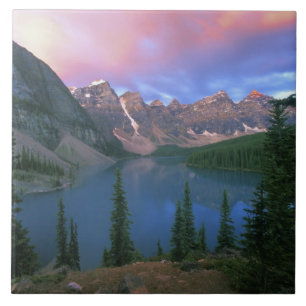 Canada, Alberta, Lake Moraine at Dawn, Banff Tile