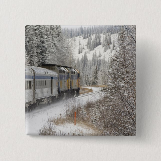 Canada, Alberta. VIA Rail Snow Train between 15 Cm Square Badge (Front)